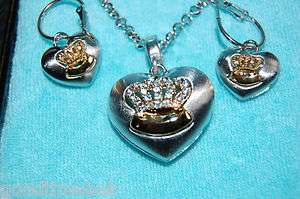 Juicy High Couture Crown + Heart Pendant + Earrings  
