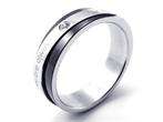 Men Women Black Silver Stainless Steel Love Ring Size 7  