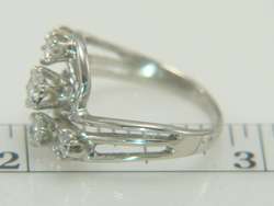 14K White Gold 3 Stone .83ct Diamond Right Hand Ring  