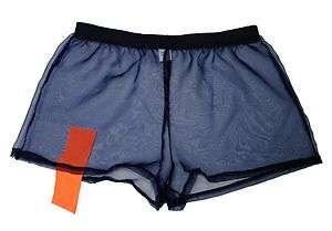 Mens See Through thru Navy Blue Nylon Mesh Soccer Shorts, Made In 