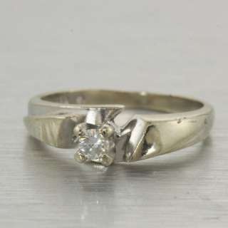 Estate Diamond 14k White Gold Engagement Solitaire Ring  