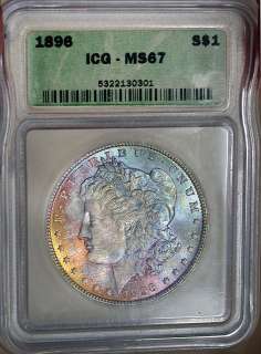 1896 ICG MS67 Superb Gem Colorful Toned Morgan Dollar N/R  