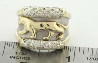 14K GOLD FANCY .92CT DIAMOND PANTHER COCKTAIL RING SIZE 7  