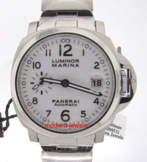 Panerai 40mm Luminor Marina White PAM 51 Bracelet Watch  