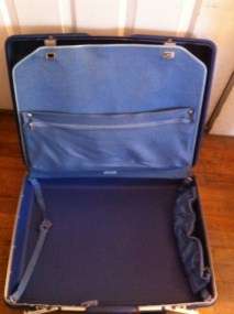 Vintage Retro Samsonite Blue Concord Suitcase Luggage With Key  