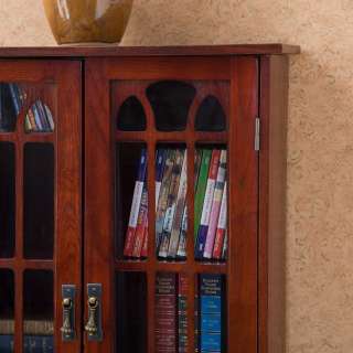 Window Pane Storage Bookcase Cabinet Cherry DVD MS1073T  
