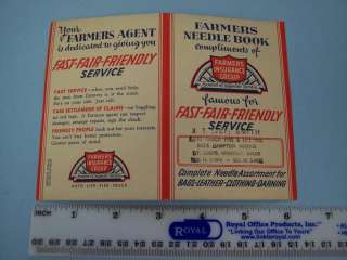 BN337 Vintage Farmers Insurance Needle Book St Louis MO  