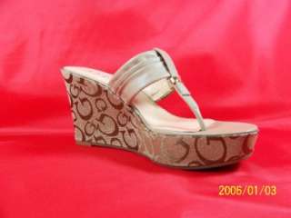   Guess Wedge By Marciano Obelia GOLD/Natural Signature Fabric Size 9