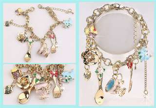 1Gold Plated Mixed Themed Charm Bangle Bracelet G0903 1  