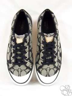 COACH Barrett Signature C Black / White Nappa Leather Womens Sneakers 