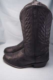 Black Leather 10 EW Mens Western Boots  