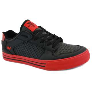 Supra Vaider Low S36043 Mens Leather Laced Low Top Trainers Black Red 