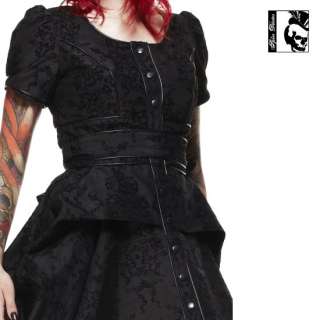 Spin Doctor Black Taffeta Polaris Dress With Velvet Flock Detail Sizes 