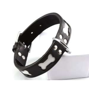  Ivy League Canine Collection Luxury Leather Collar with White Bone 
