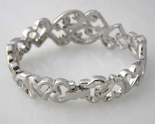 Love heart Bracelet Bangle Cuff swarovski crystal B078  