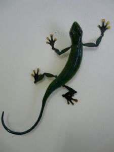 Contemporary Metal Wall Art Large Green Lizard Gecko  