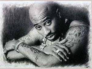 Tupac Shakur Sketch Portrait Charcoal Pencil Drawing  