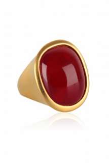 Satin Gold Red Opal Ring by Kenneth Jay Lane   Metallic   Buy 