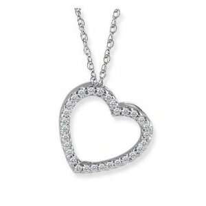  Diamond Heart Necklace 14K White Gold Diamond Pendant 