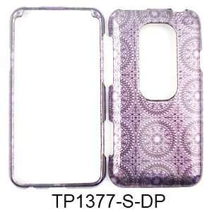  CELL PHONE CASE COVER FOR HTC EVO 3D TRANS PURPLE CIRCULAR 
