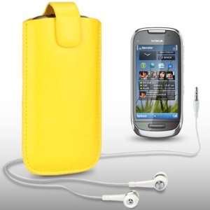  NOKIA C7 YELLOW PU LEATHER POCKET POUCH COVER CASE WITH 