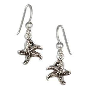  Sterling Silver Antiqued Starfish Earrings. Jewelry