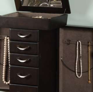 Curved Black Wood Floor Standing Jewelry Box Armoire. Parisian Style 5