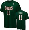 Monta Ellis adidas Green Name and Number Milwaukee Bucks T Shirt