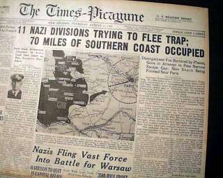   Southern France Invasion Post D DAY WWII 1944 Old Newspaper **  