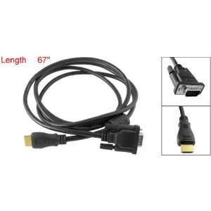   7m Black 19 Pin HDMI to VGA HD 15 Male Adapter Cable Automotive