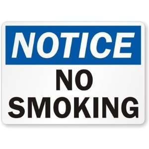  Notice No Smoking Plastic Sign, 14 x 10 Office 
