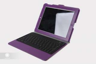   Leather Case+Wireless Bluetooth Keyboard accessories for iPad 2 Purple