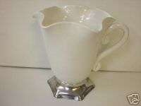 Arte Italica White Ceramic & Pewter Drink Pitcher N.I.B  