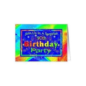  90th Surprise Birthday Party Invitation, Fireworks Card 