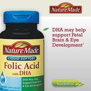 Nature Made Folic Acid with DHA 300 Liquid Softgels  