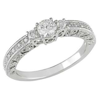 10K White Gold Diamond Engagement Ring Silver