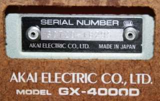 AKAI GX 4000D REEL TO REEL STEREO TAPE DECK S/N 8295  