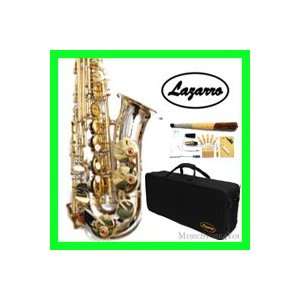  NEW Band Silver/Gold Alto Saxophone/Sax Lazarro+11 Reeds 