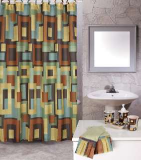   19 Piece Bathroom Accessories Shower Contemporary Curtains Towel Set