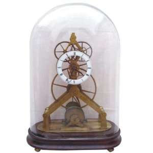  Antique Copper Framework Mantle Clock Glass Dome Visible 