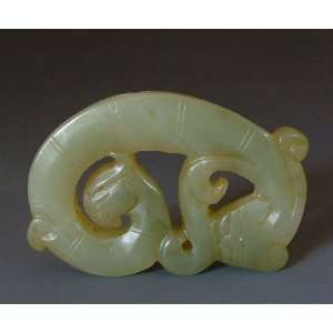 : one Spring&Autumn Period Carved Jade Coiled Dragon, Chinese Antique 