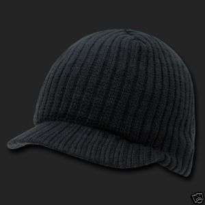 BLACK SOLID CAMPUS VISOR BEANIE JEEP CAP CAPS HAT HATS  