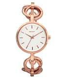    DKNY Watch, Womens Rose Gold Ion Plated Circle Link Bracelet 