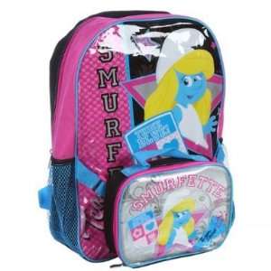  : Smurfett Backpack with Lunch Box Smurfs Backpack Set: Toys & Games