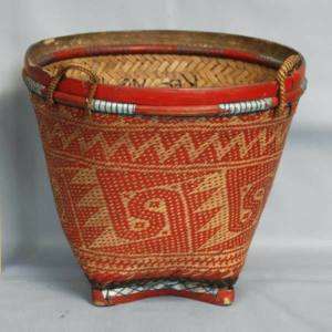 Used Rattan Basket Storage Ethnoghic Indonesien pi82  