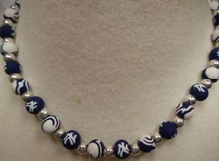 Pine Sports MLB Yankees Handmade Clay Beaded Necklace  