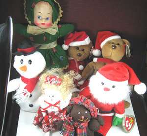 CHRISTMAS Beanie Babies ,Gingerbread Man, Doll and Vintage Doll  
