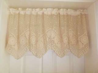 Beautiful Hand Crochet Cotton Café Curtain Beige  