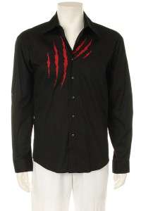 Mens Tiger With Claw Print Design Black Long Sleeve Dress Shirts