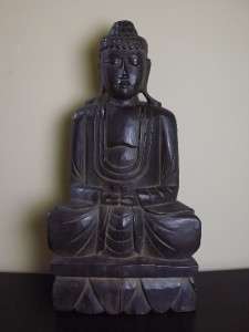 Old Chinese Carved Wood Budda Statue  